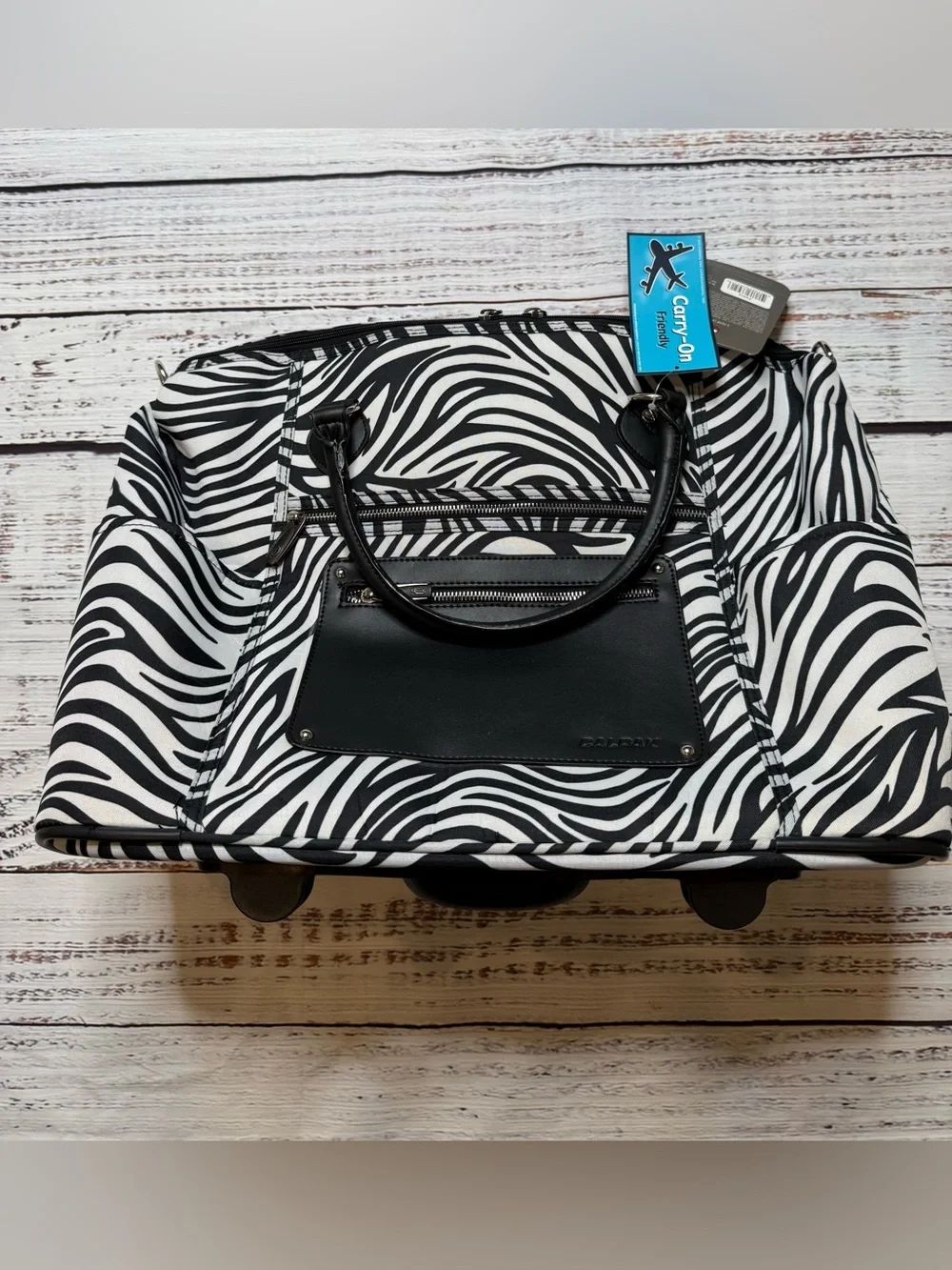NWT CALPAK Zanny 21” Rolling Laptop Tote Zebra